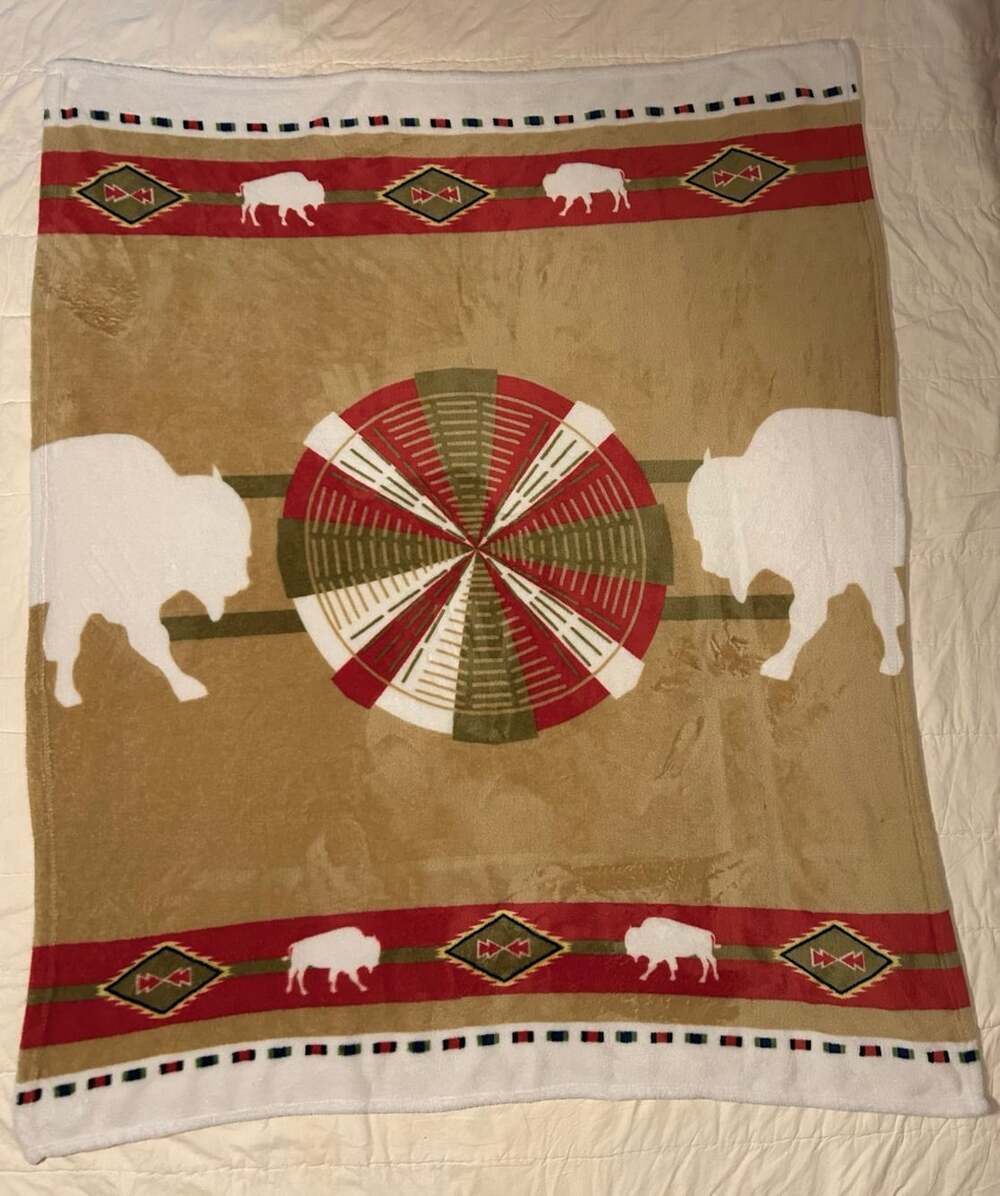 Buffalo Native American Throw Blanket 45x58”